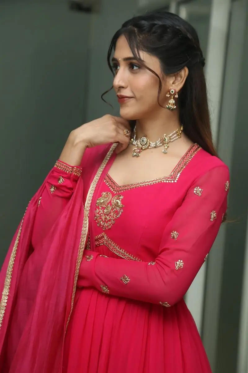 TELUGU ACTRESS CHANDINI CHOWDARY IN RED DRESS 10